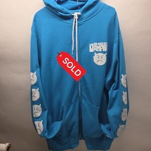 Smashing Pumpkins 2023 Tour Zip Up The World Is A Vampire Hoodie Mens Large Blue